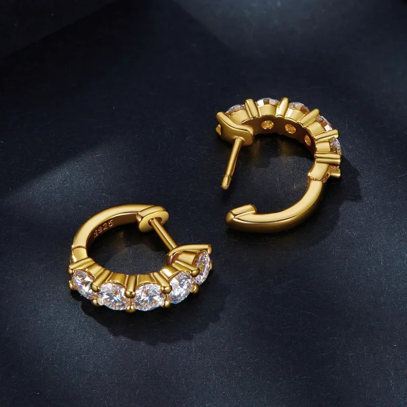 (image for) Pandora Style Shine Moissanite Hoop Earrings (includes one certificate) - MSE005 - View 4