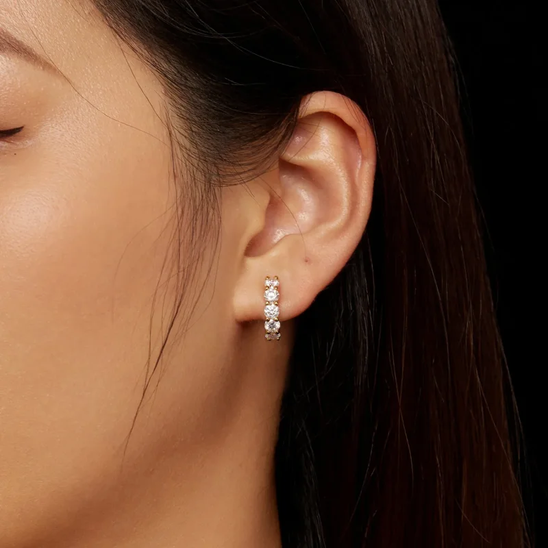 (image for) Pandora Style Shine Moissanite Hoop Earrings (includes one certificate) - MSE005 - View 6