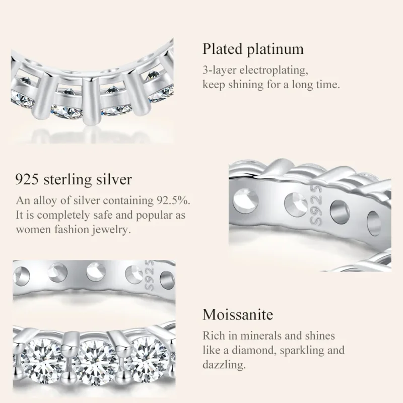 (image for) Pandora Style Shining Moissanite Ring (comes with One Certificate) - MSR020 - View 4