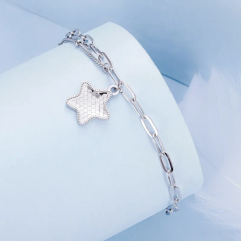 (image for) Pandora Style Shining Star Chain Bracelet - BSB137 - View 3