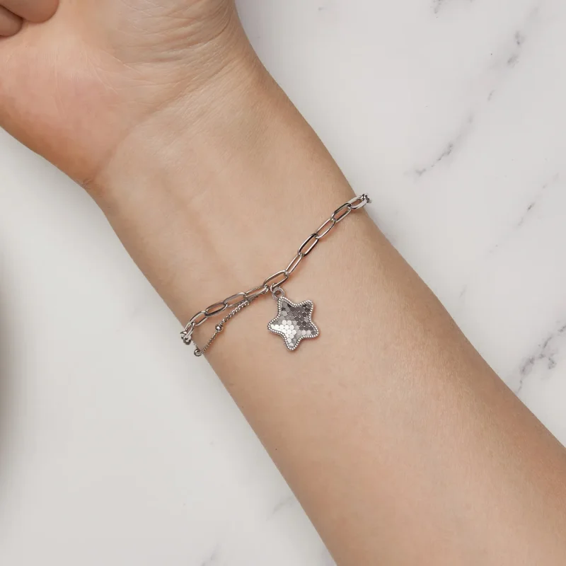 (image for) Pandora Style Shining Star Chain Bracelet - BSB137 - View 6