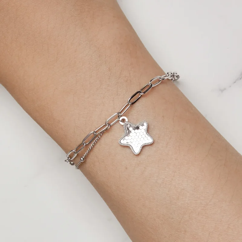 (image for) Pandora Style Shining Star Chain Bracelet - BSB137 - View 7
