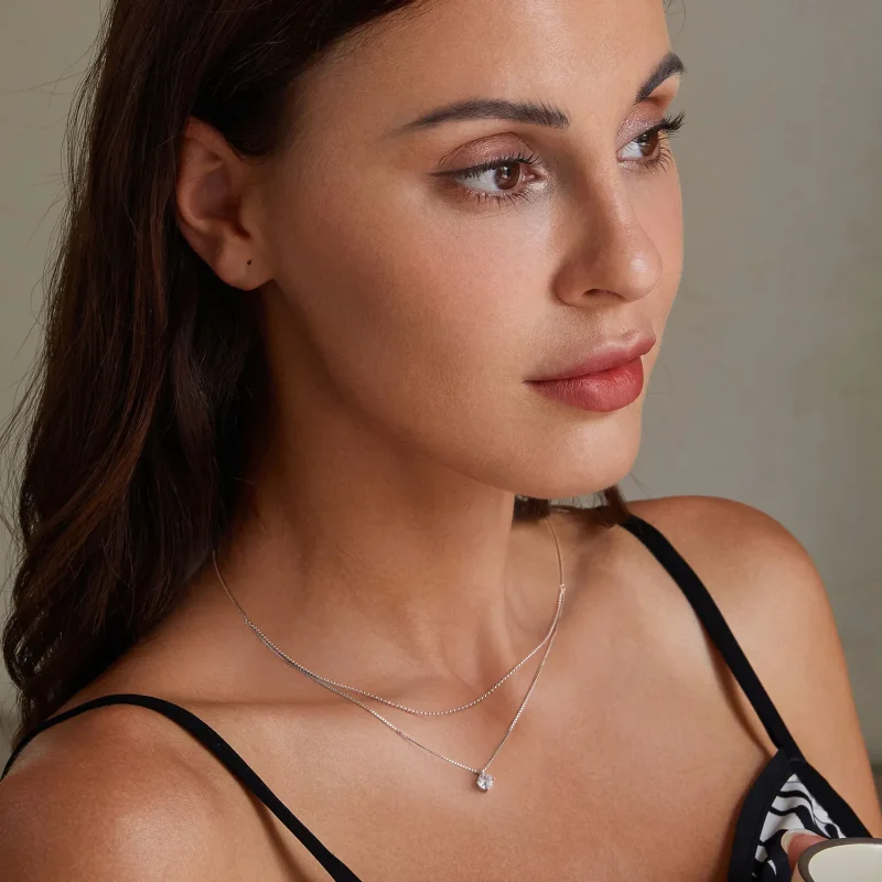 (image for) Pandora Style Shiny Double Layer Necklace - BSN358 - View 6