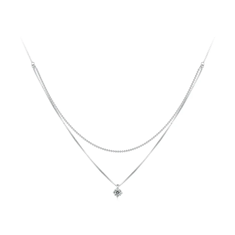 (image for) Pandora Style Shiny Double Layer Necklace - BSN358 - Product Image