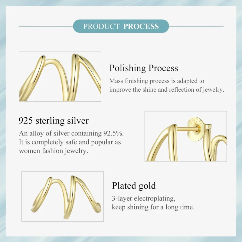 (image for) Pandora Style Simple Lines Stud Earrings - SCE986-B - View 7