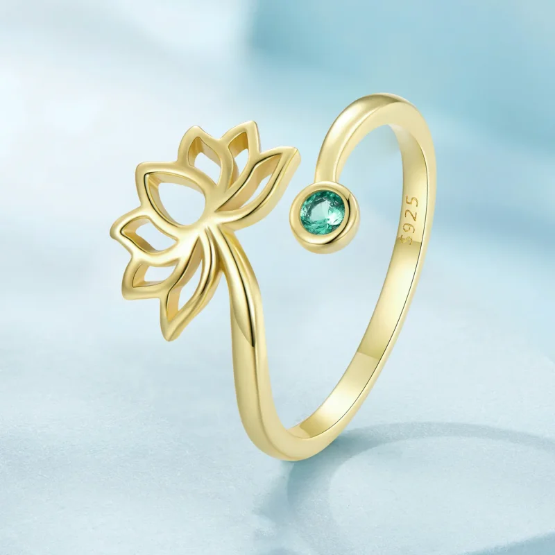 (image for) Pandora Style Simple Lotus Open Ring - SCR821-B - View 2