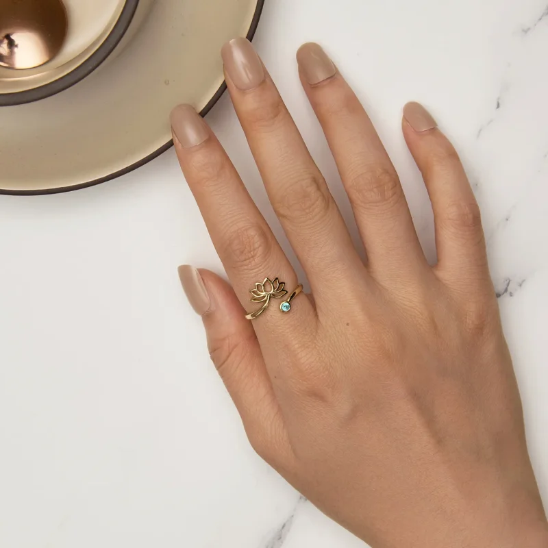 (image for) Pandora Style Simple Lotus Open Ring - SCR821-B - View 5