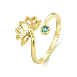 (image for) Pandora Style Simple Lotus Open Ring - SCR821-B