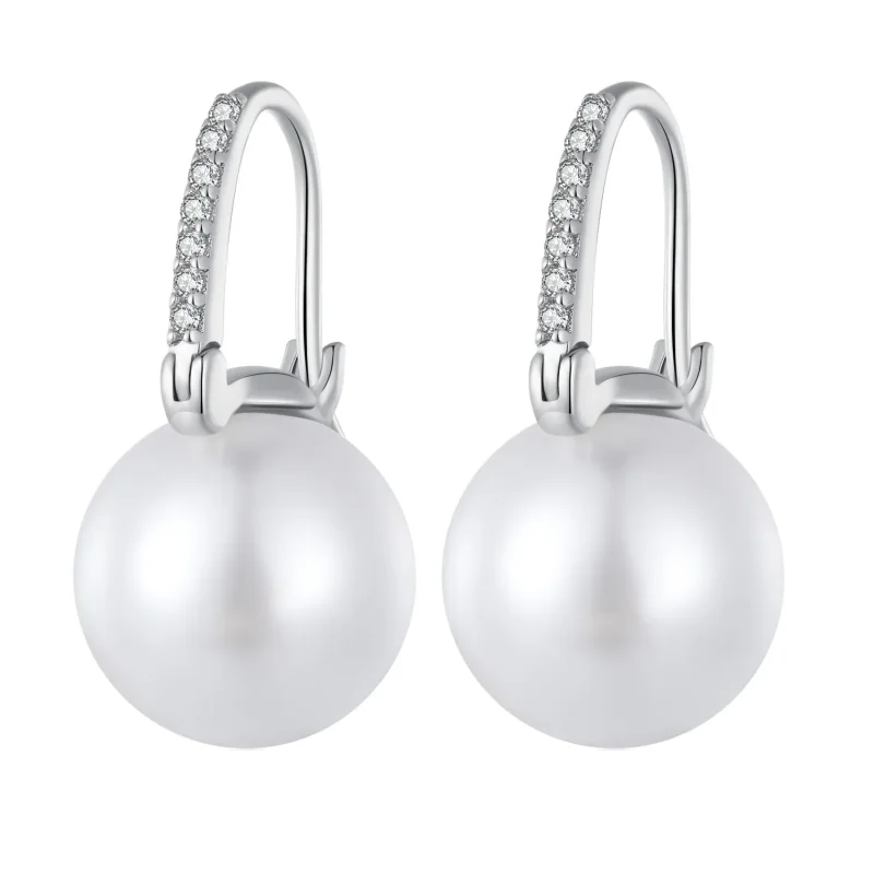 (image for) Pandora Style Simple Shell Beads Hoop Earrings - SCE1583 - Product Image