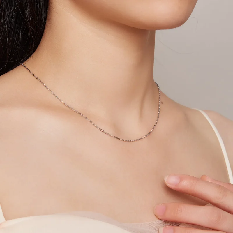 (image for) Pandora Style Simple Silver Necklace - SCA018 - View 8