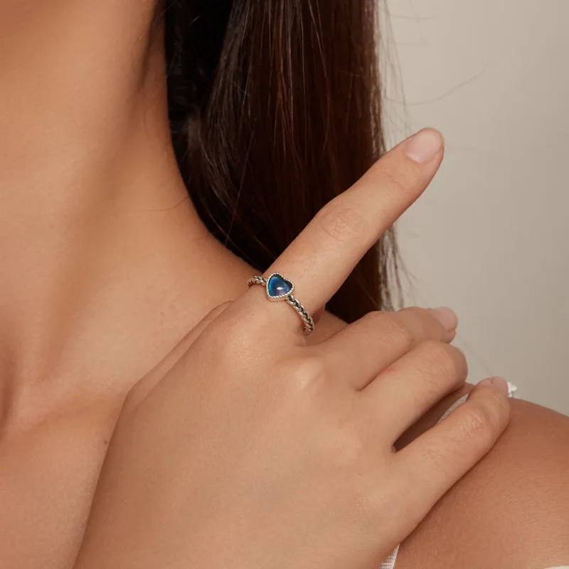 (image for) Pandora Style Simple Twist Heart-Shaped Ring - SCR956 - View 7