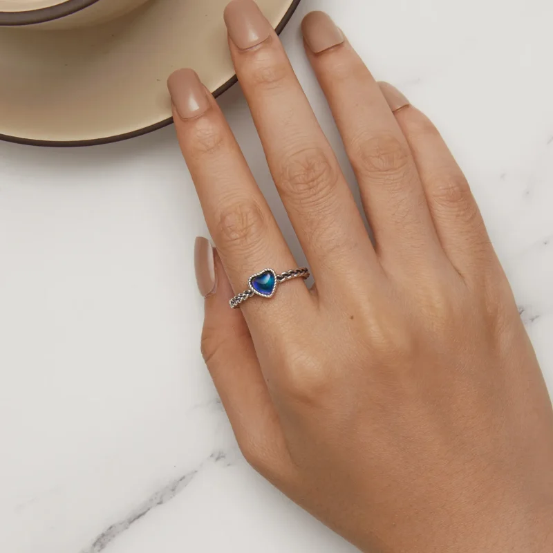 (image for) Pandora Style Simple Twist Heart-Shaped Ring - SCR956 - View 8