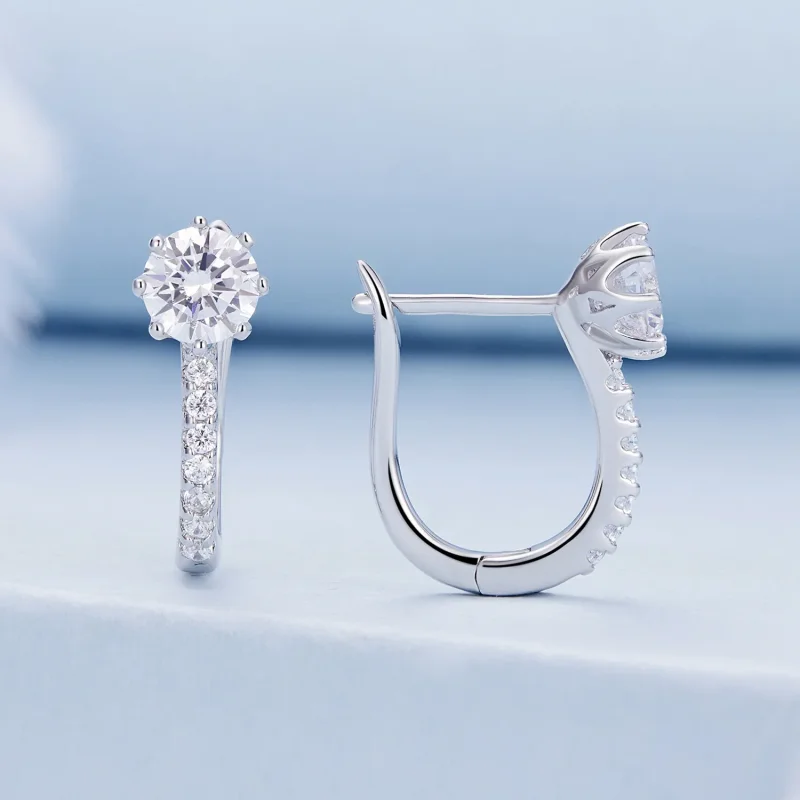 (image for) Pandora Style Simple Zircon Hoop Earrings - BSE856 - View 2