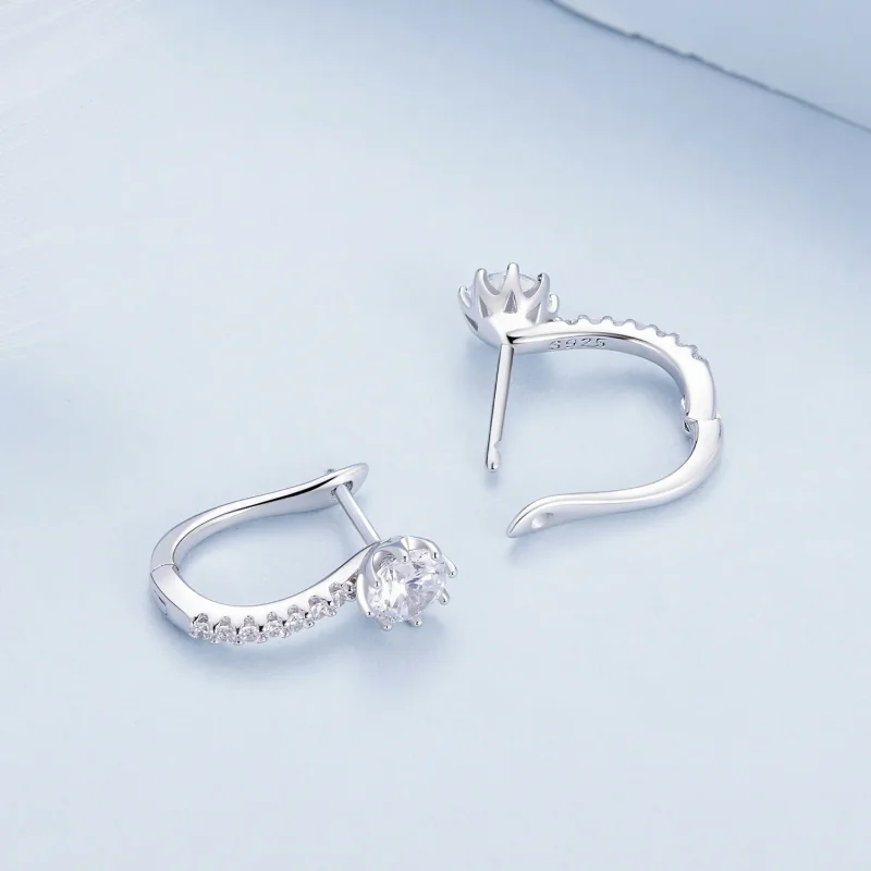 (image for) Pandora Style Simple Zircon Hoop Earrings - BSE856 - View 4