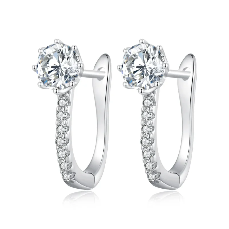 (image for) Pandora Style Simple Zircon Hoop Earrings - BSE856 - Product Image