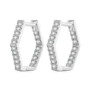 (image for) Pandora Style Six-Sided Hoop Earrings - BSE917
