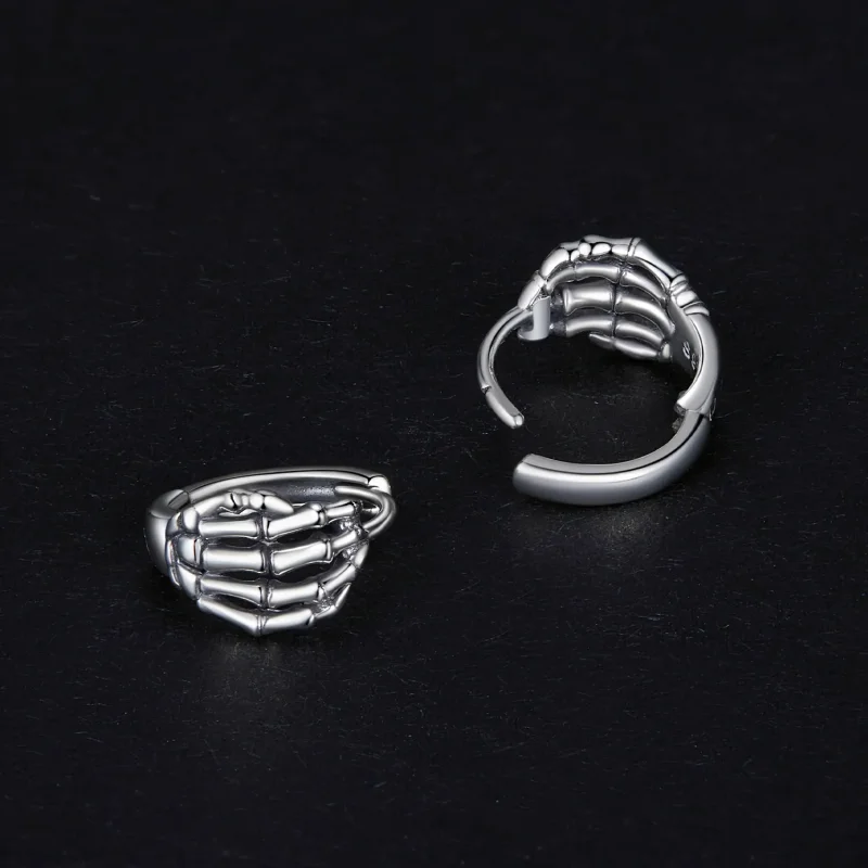 (image for) Pandora Style Skeleton Hand Hoop Earrings - SCE1641 - View 4