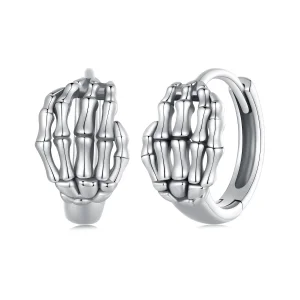 (image for) Pandora Style Skeleton Hand Hoop Earrings - SCE1641