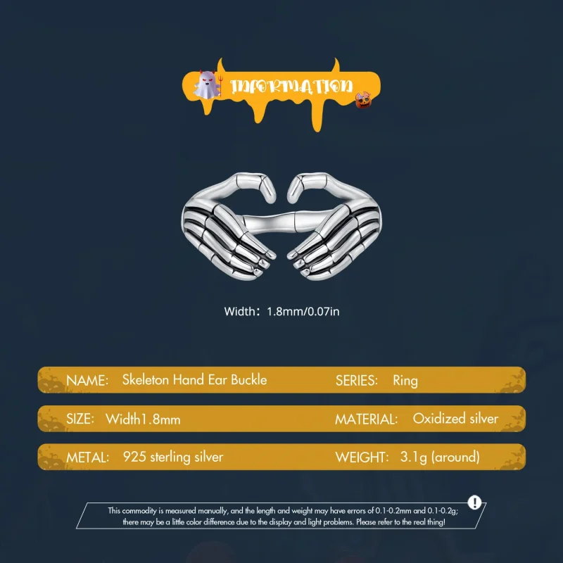 (image for) Pandora Style Skeleton Hand Ring - SCR971-E - View 4