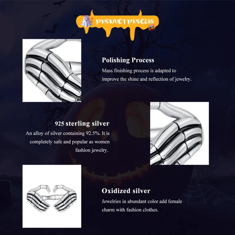 (image for) Pandora Style Skeleton Hand Ring - SCR971-E - View 6