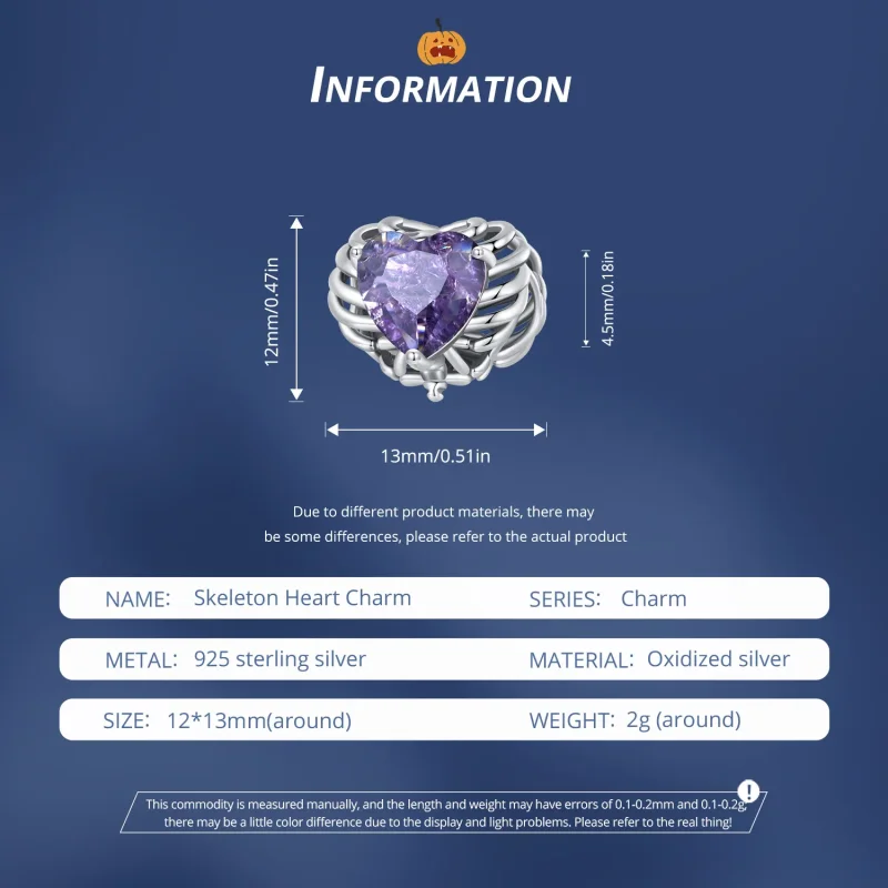 (image for) Pandora Style Skeleton Heart Charm - BSC910 - View 6