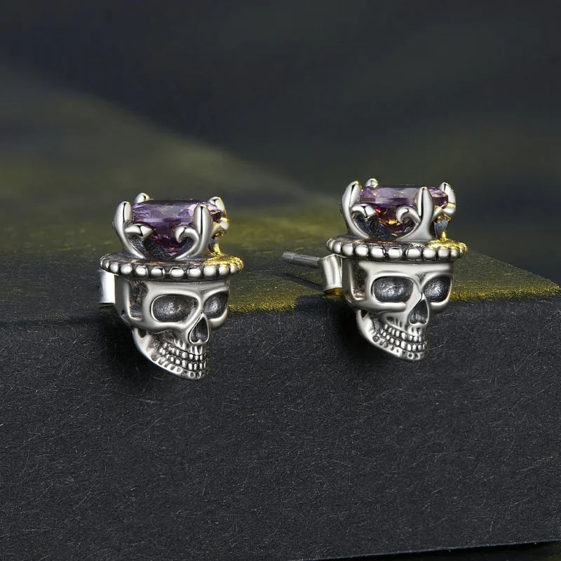 (image for) Pandora Style Skeleton King Studs Earrings - BSE892 - View 2