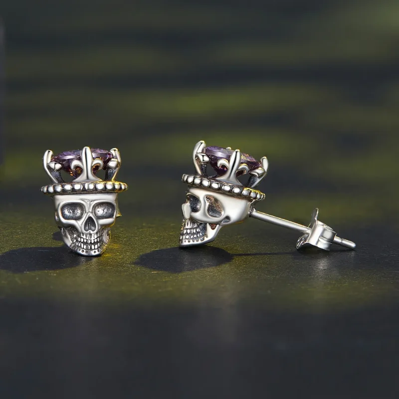(image for) Pandora Style Skeleton King Studs Earrings - BSE892 - View 4