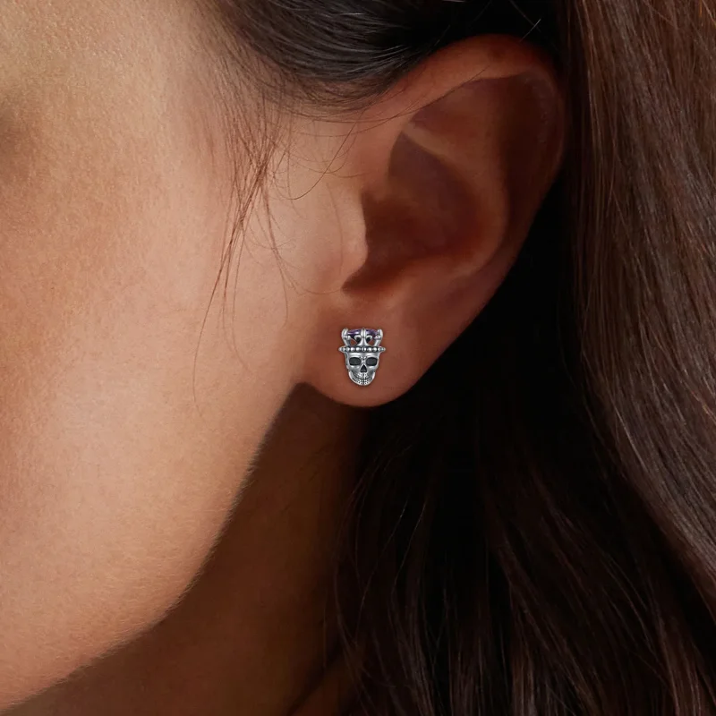 (image for) Pandora Style Skeleton King Studs Earrings - BSE892 - View 6