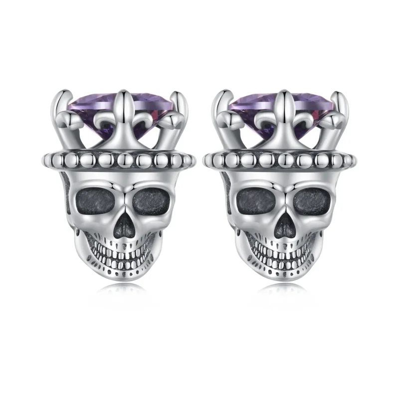 (image for) Pandora Style Skeleton King Studs Earrings - BSE892 - Product Image