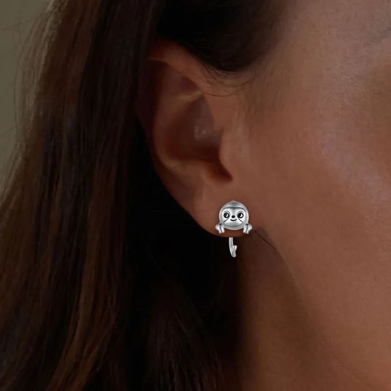 (image for) Pandora-style Sloth Stud Earrings - SCE1651 - View 5