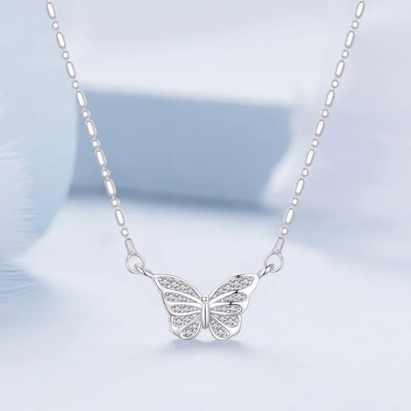 (image for) Pandora Style Smart Butterfly Necklace - BSN352 - View 3