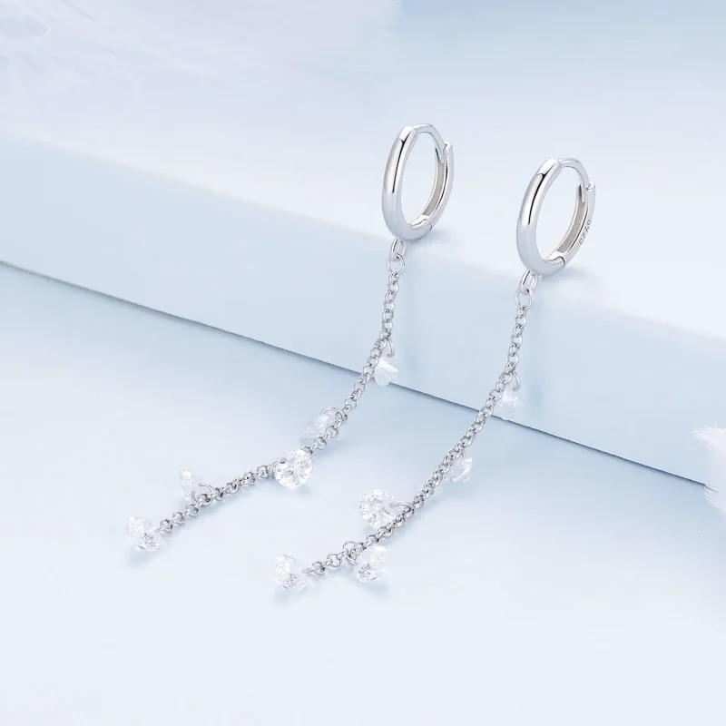 (image for) Pandora Style Smart Tassel Hoop Earrings - BSE898 - View 2