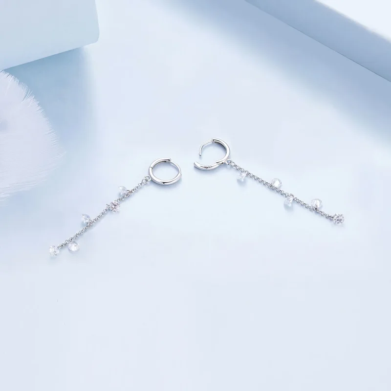 (image for) Pandora Style Smart Tassel Hoop Earrings - BSE898 - View 4