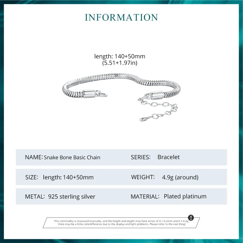 (image for) Pandora Style Snake Bone Chain Bracelet - BSB150 - View 6