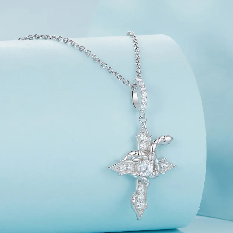 (image for) Pandora Style Snake Cross Necklace - SCN500 - View 2