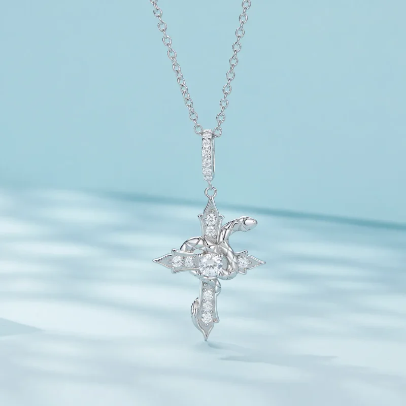 (image for) Pandora Style Snake Cross Necklace - SCN500 - View 3