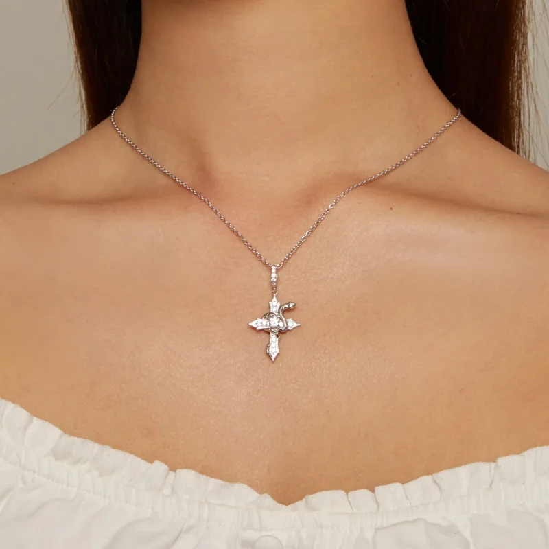 (image for) Pandora Style Snake Cross Necklace - SCN500 - View 5