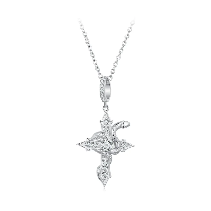 (image for) Pandora Style Snake Cross Necklace - SCN500 - Product Image