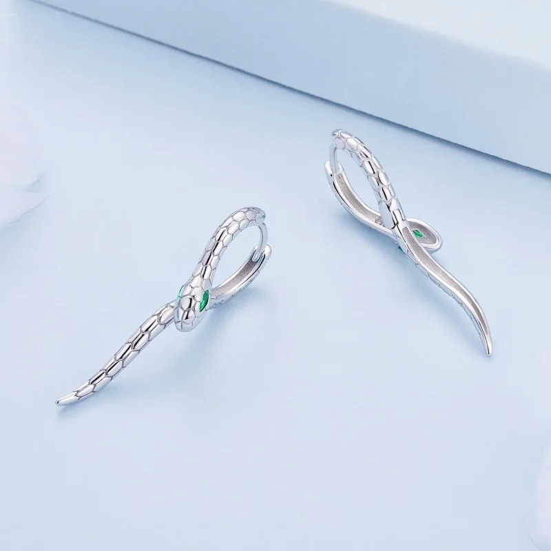 (image for) Pandora Style Snake Hoop Earrings - BSE792 - View 3