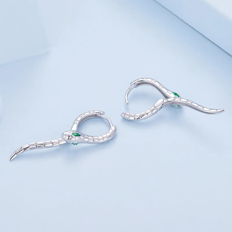 (image for) Pandora Style Snake Hoop Earrings - BSE792 - View 4