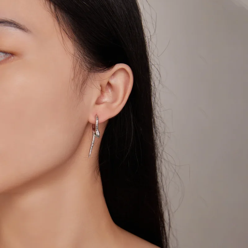 (image for) Pandora Style Snake Hoop Earrings - BSE792 - View 6