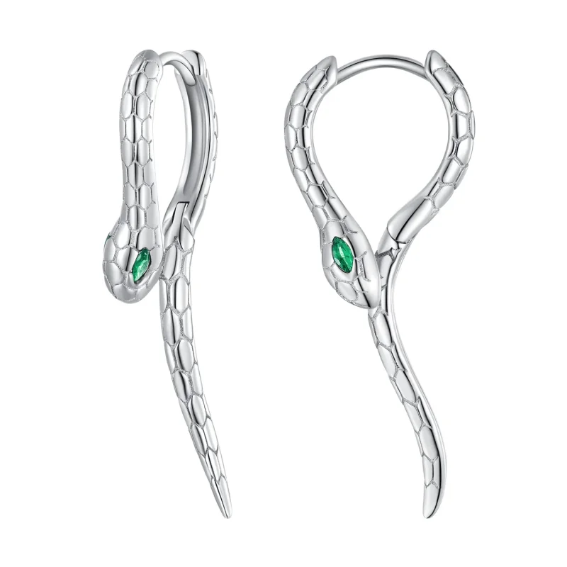 (image for) Pandora Style Snake Hoop Earrings - BSE792 - Product Image