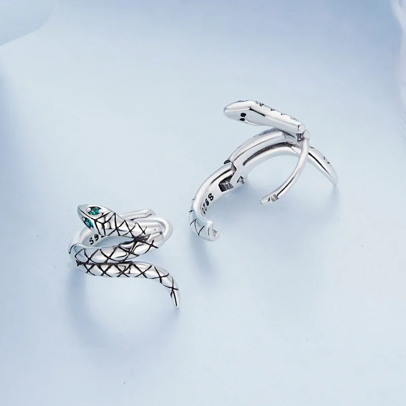 (image for) Pandora Style Snake Hoop Earrings - BSE883 - View 4