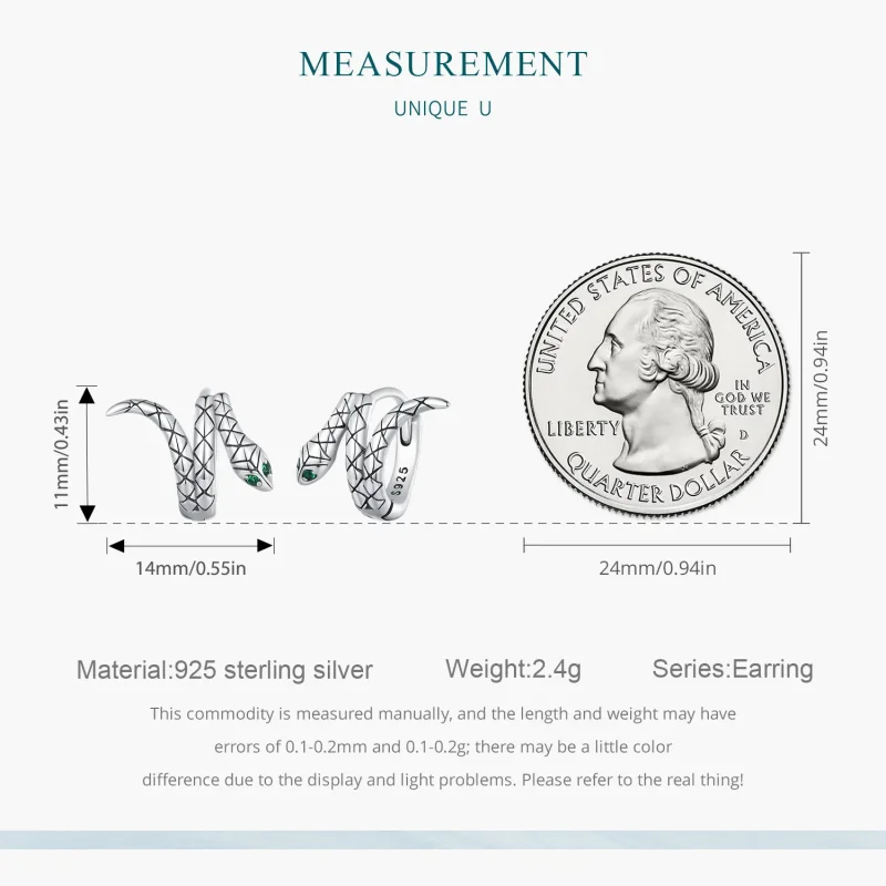 (image for) Pandora Style Snake Hoop Earrings - BSE883 - View 7