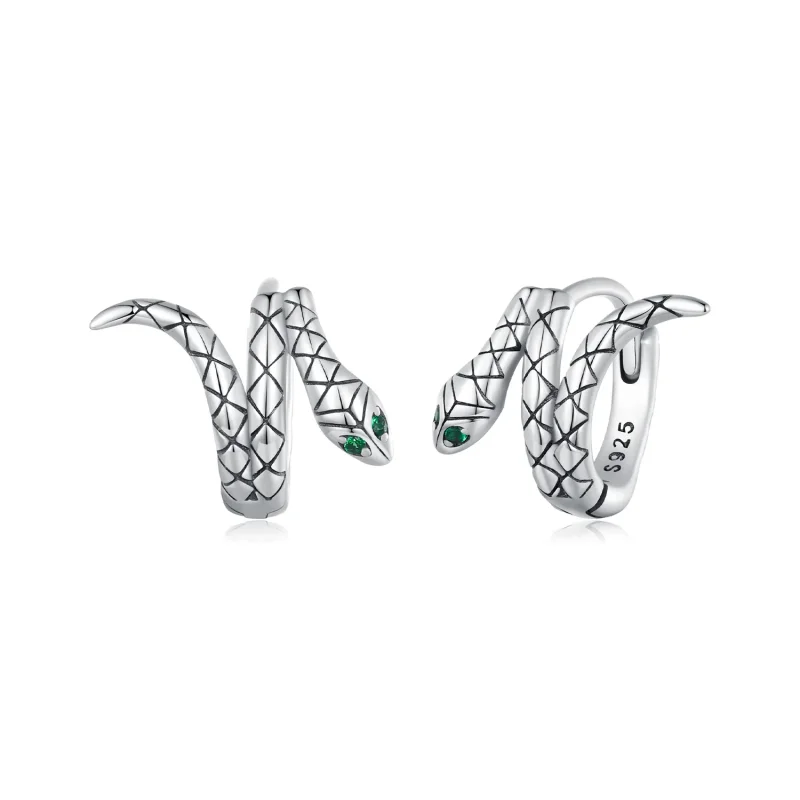 (image for) Pandora Style Snake Hoop Earrings - BSE883 - Product Image