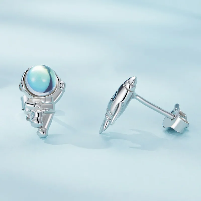 (image for) Pandora Style Spaceship Asymmetric Earrings - SCE1578 - View 3