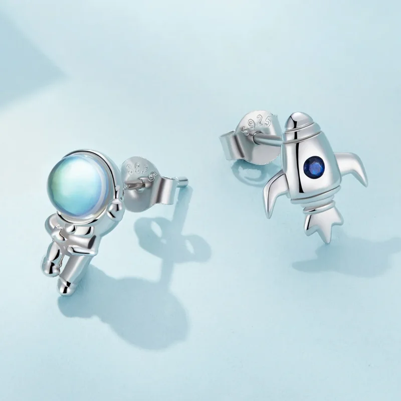(image for) Pandora Style Spaceship Asymmetric Earrings - SCE1578 - View 4