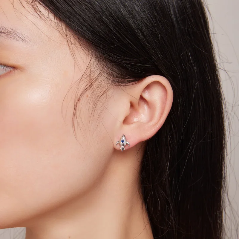 (image for) Pandora Style Spaceship Asymmetric Earrings - SCE1578 - View 6