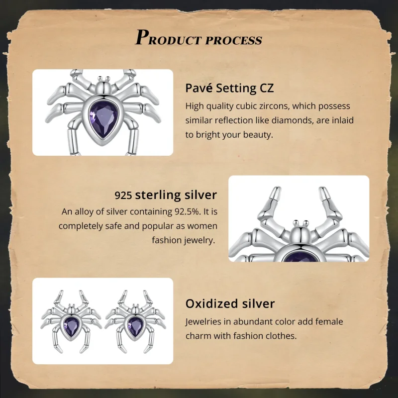 (image for) Pandora Style Spider Studs Earrings - BSE891 - View 5