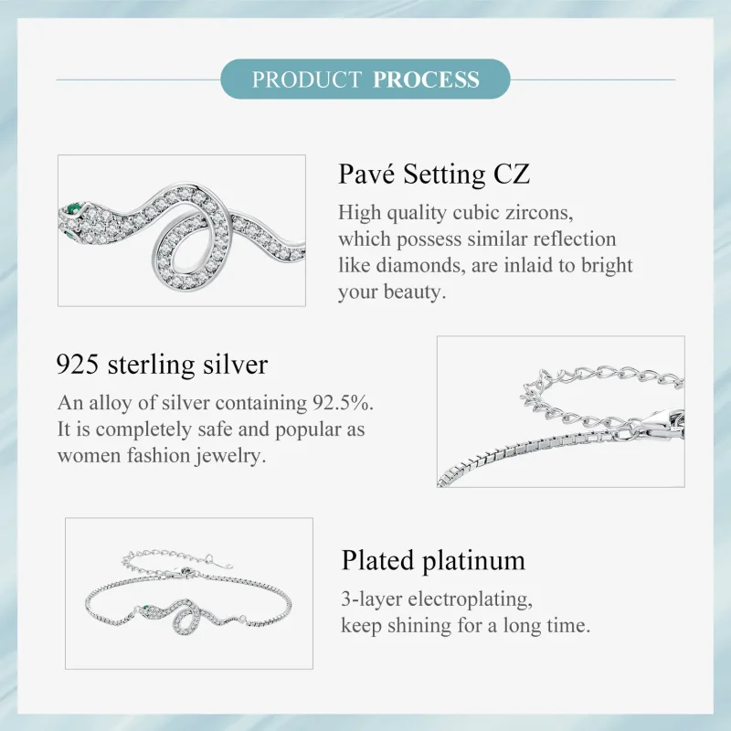 (image for) Pandora Style Spirit Snake Chain Bracelet - SCB261 - View 6